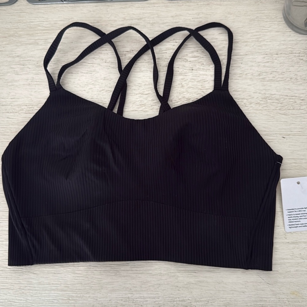 Lululemon like a cloud longline bra b/c ribbed black size 8